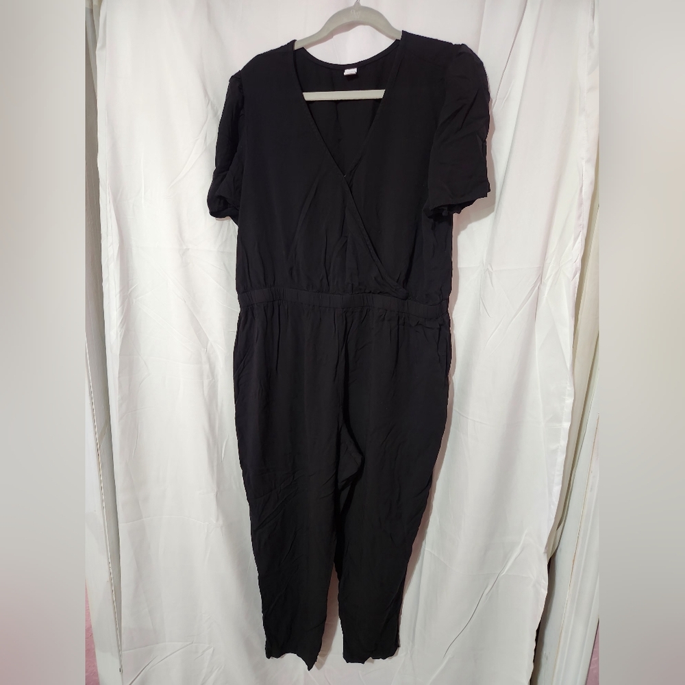 Old Navy Black Jumpsuit, Cross Front, Elastic Waist,  XL